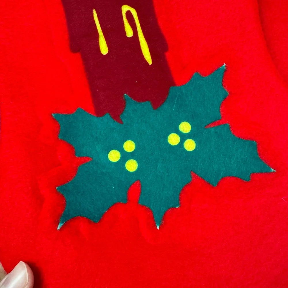 Vtg 90s Red Green Felt Santas best Christmas stockings tree candle w orig tags
